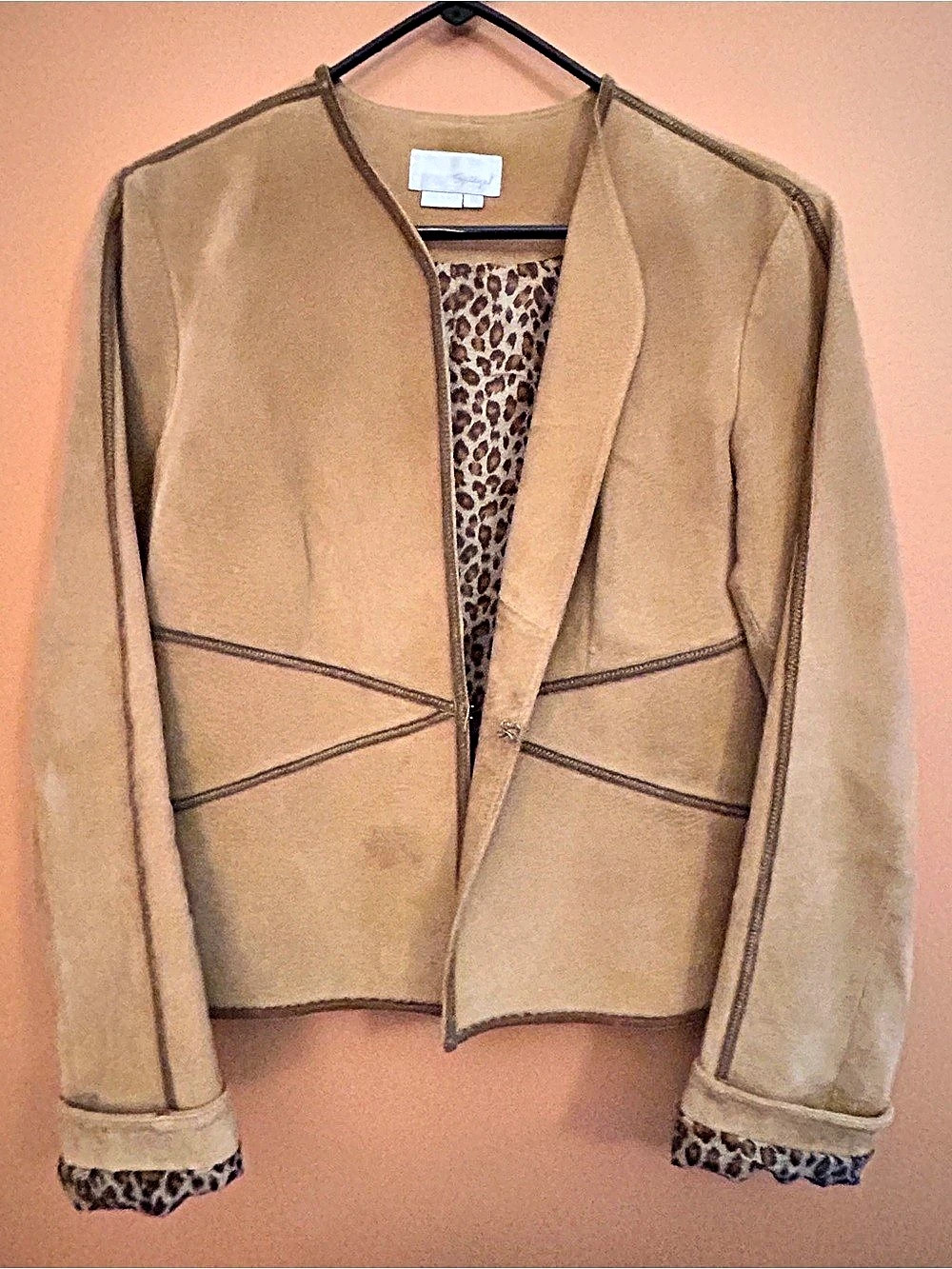 Vintage Spiegel Leather Jacket Animal Print Lining Size 10